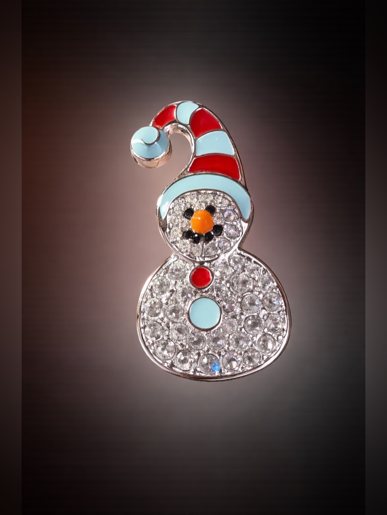 Vintage Swarovski Rhinestone Snowman Brooch From Collection 2003